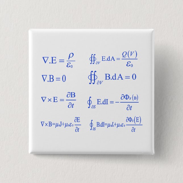maxwell physics equation 2 inch square button (Front)