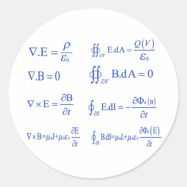 maxwell physics equation classic round sticker (Front)