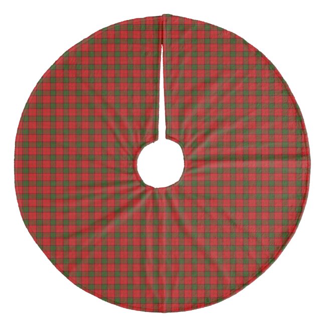 Maxwell tartan red green plaid fleece tree skirt (Front)