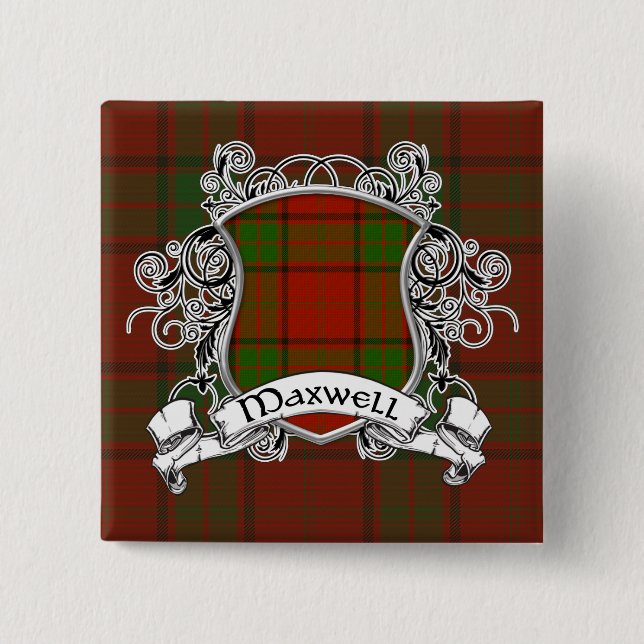 Maxwell Tartan Shield 2 Inch Square Button (Front)