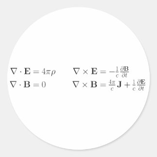 Maxwell's equations, differential form, cgs classic round sticker