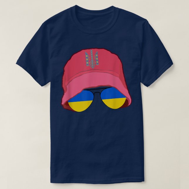 May 14 2022 Italy Ukraine glasses Hat Tryzub Kalus T-Shirt (Design Front)