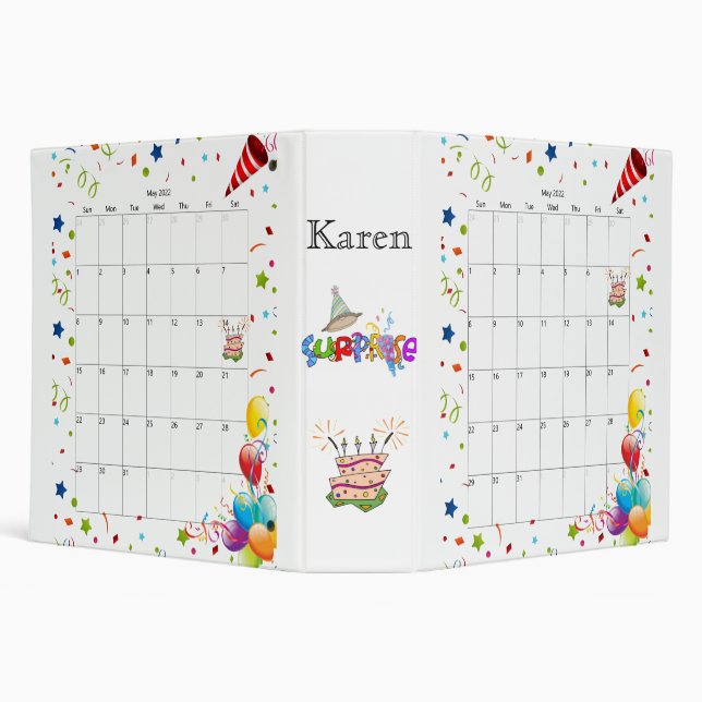 May 2022 Calendar Happy Birthday Binder  (Background)