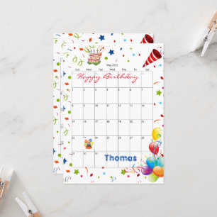 May 2022 Calendar Happy Birthday Invitation