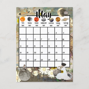 May 2025 Monthly Calendar Astrological Days   Postcard