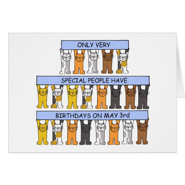 May 3rd Birthday Cartoon Cats (Front Horizontal)