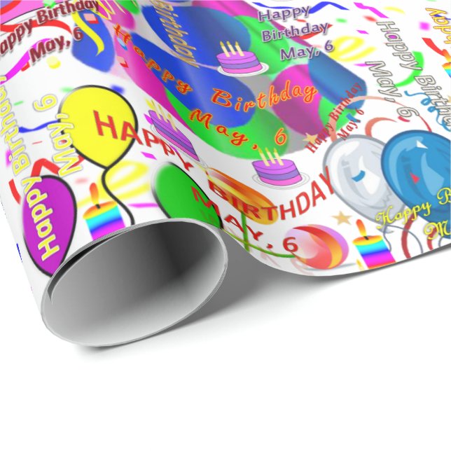May, 6 Birthday Gift Wrapping Paper (Roll Corner)
