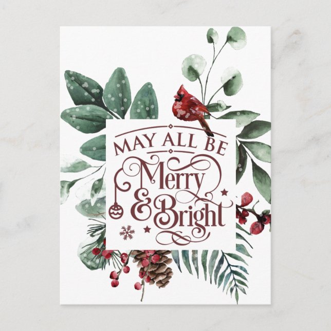 May All Be Merry & Bright Postcard (Front)