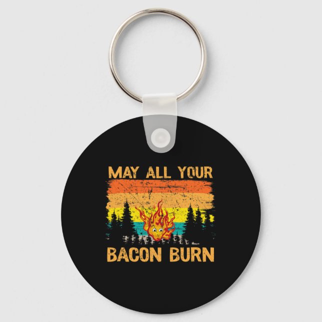 May All Your Bacon Burn Grilling Steak Cooking Bee Keychain (Front)
