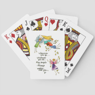 "May Angels Always Watch Over You" drawing  Playing Cards