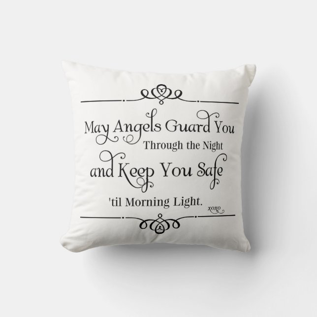 May Angels Guard You Nursery Quotes Throw Pillow (Front)