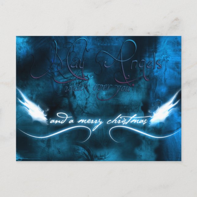 May Angels watch over you and a merry christmas Holiday Postcard (Front)