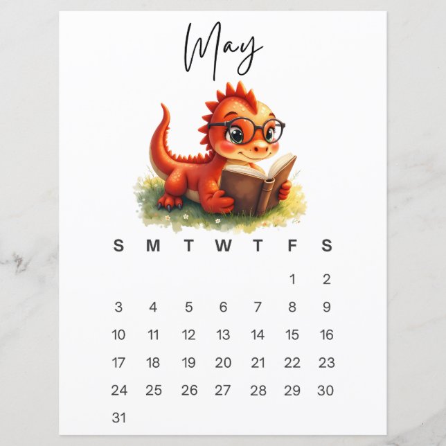 May Baby Dragon Sweet Fantasy Monthly Calendar (Front)