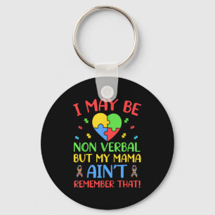 May be non-verbal autism awareness mom puzzle keychain