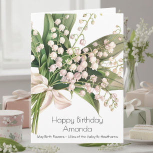 May Birth Flower Birthday Card   Lily of the Valle