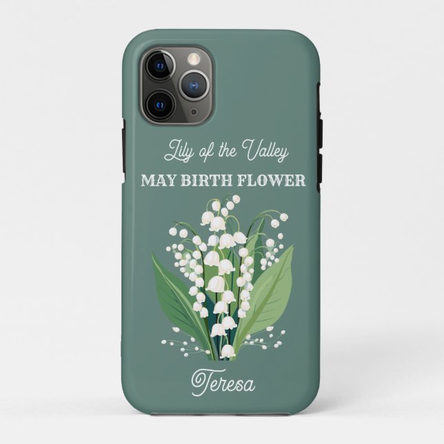 May Birth Flower Custom Name Case-Mate iPhone Case (Back)
