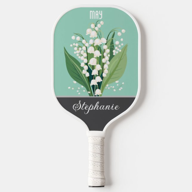 May Birth Flower Custom Name Pickleball Paddle (Front)