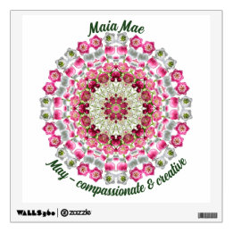 May Birth Flower Name Custom Removable Mandala Art Wall Decal