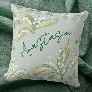 May Birth Month Daffodil Personalized Throw Pillow