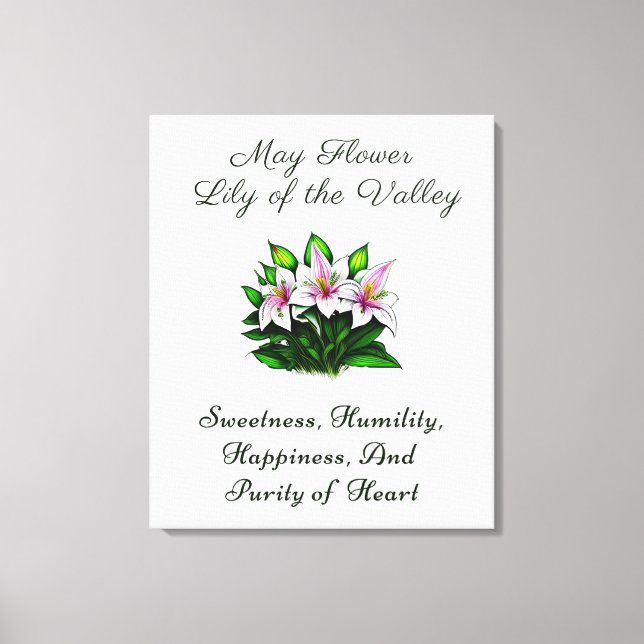 May Birth Month Flower Lily of the Valley Floral Canvas Print (Front)