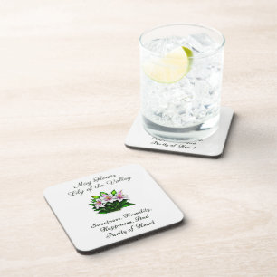 May Birth Month Flower Lily of the Valley Floral Coaster