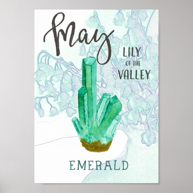 May Birthday Emerald and Lily of the Valley Poster (Front)