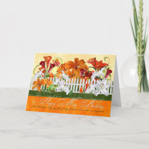 May Birthday Lily Garden Butterflies and Frog Card