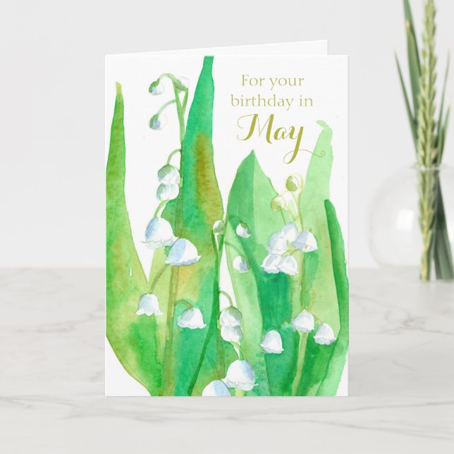 May Birthday Lily Of The Valley Flowers Card (Front)