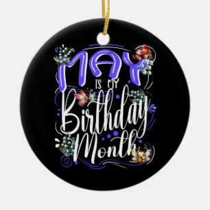May Birthday Month, Lily of the Valley Flower Ceramic Ornament