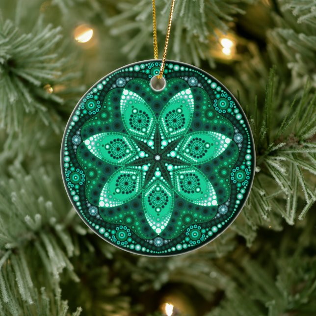 May Birthstone Emerald Mandala Ornament (Tree)