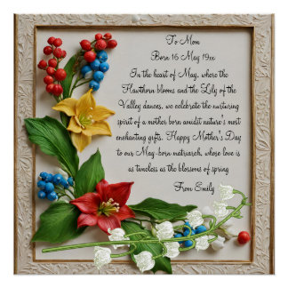May Blossoms Hawthorn and Lily of the Valley Poster