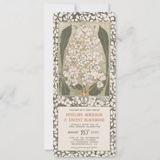May Chestnut Flower - Vintage Wedding Invitation (Front)