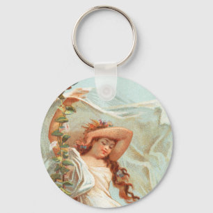 May Christmas be Bright and Happy, Antique Card Keychain