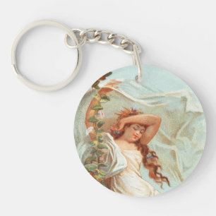 May Christmas be Bright and Happy, Antique Card Keychain