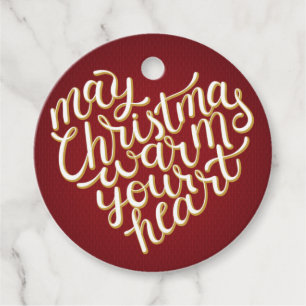 May Christmas warms your heart typography Text  Favour Tags