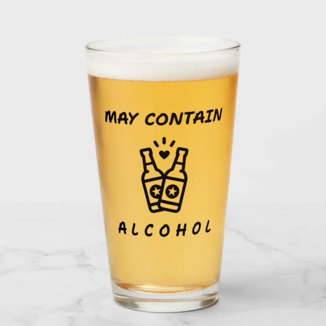 May Contain Alcohol Pint Glass – Funny Drinking (Front Filled)