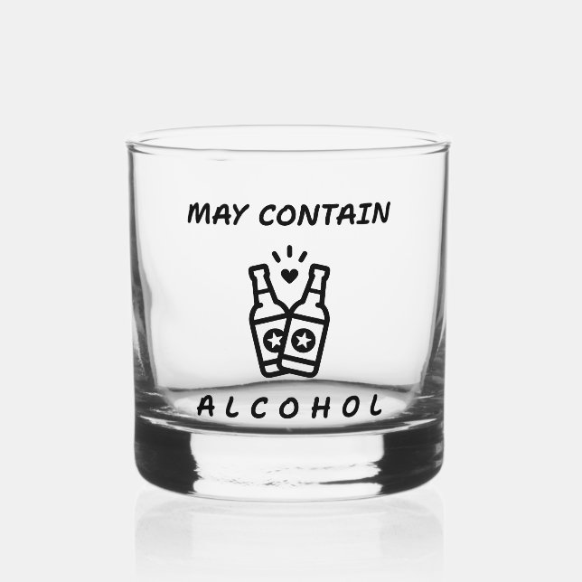 May Contain Alcohol Rocks Glass – Clinking Bottles (Front)