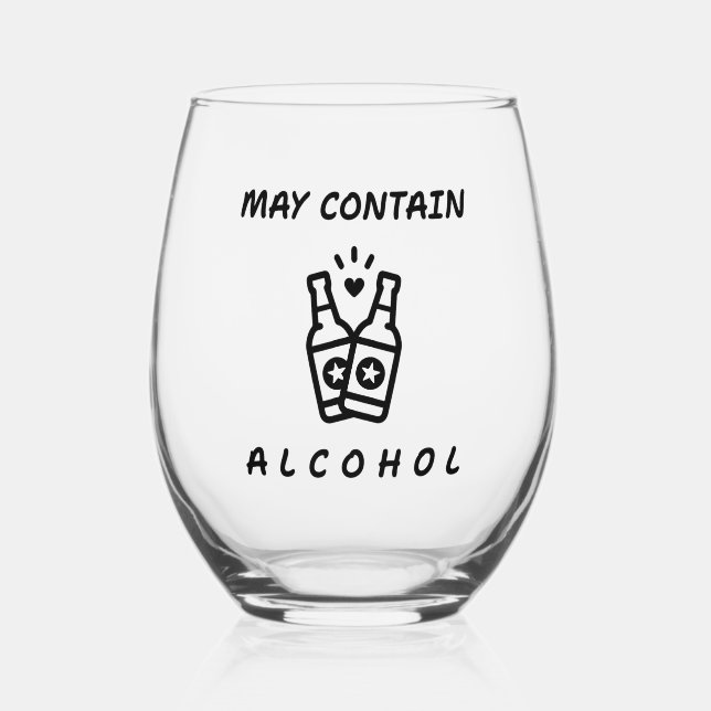 May Contain Alcohol Stemless Wine Glass – Funny (Front)