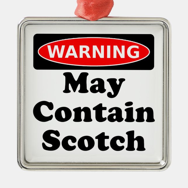 May Contain Scotch Metal Ornament (Front)