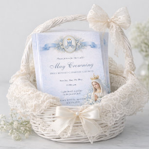 May Crowning Blessed Mary Blue Floral Invitation