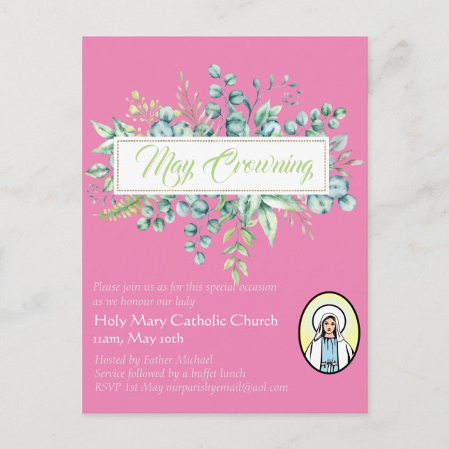 May Crowning Invitations Vierge Marie Invitations  (Devant)