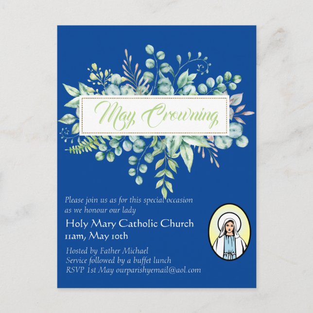 May Crowning Invitations Vierge Marie Invitations  (Devant)