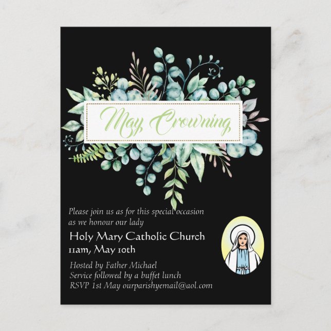 May Crowning Invitations Vierge Marie Invitations  (Devant)
