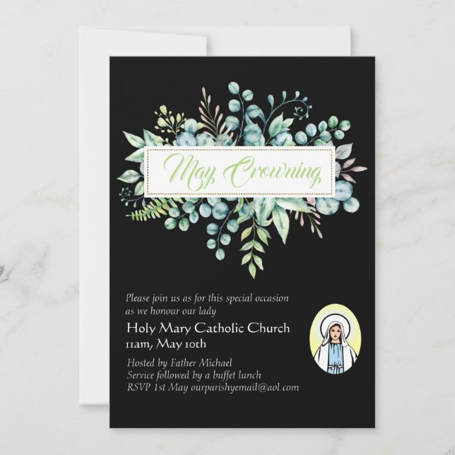 May Crowning Invites Virgin Mary Catholic Invites (Front)