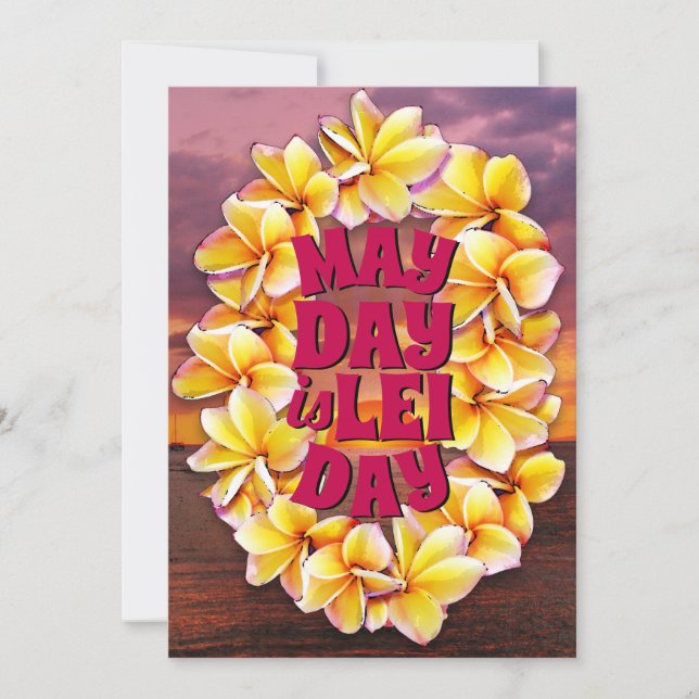 May Day is Lei Day (back text customizable) Card (Front)