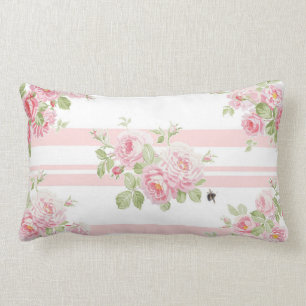 May Day Summer Roses peony stripe Lumbar Pillow