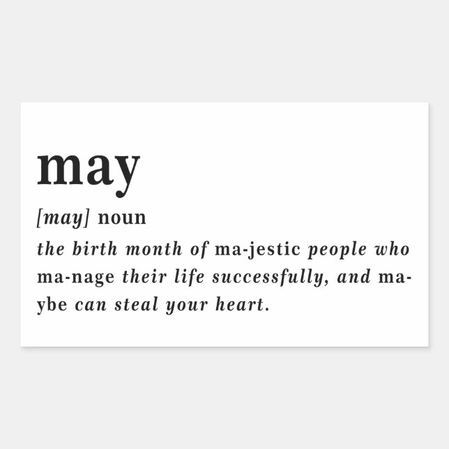 May Definition Birthday Sticker (Front)