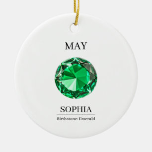 May Emerald  Personalized Birthday Card Ceramic Ornament