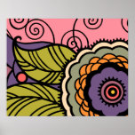 MAY FLOWER - LOVELY ART DECO FLORAL POSTER<br><div class="desc">Our Art Deco flower for May. A large flower with swirling accents in shades of pink,  orange,  coral,  mauve,  grape and greens.</div>