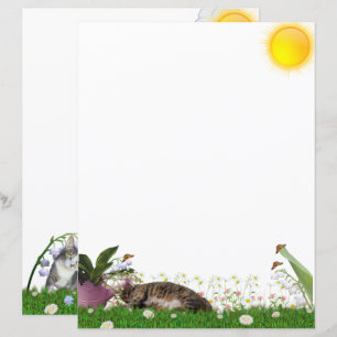 May Flowers and Cats Stationery